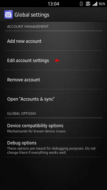 「Edit account settings」を選択