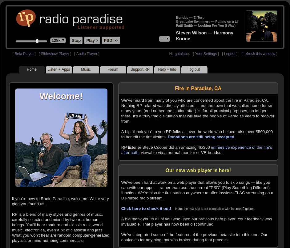Volumioでradio paradiseを高音質で聴く 1
